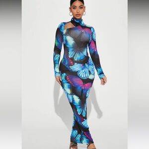 FASHION NOVA BUTTERFLY MAXI DRESS SOLD OUT, S